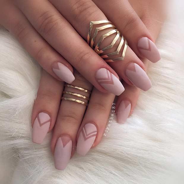 Negative Space Nude Matte Nails