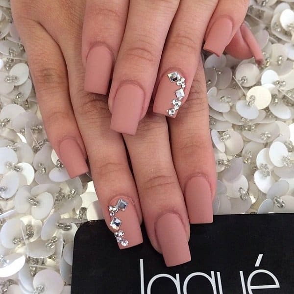 Nude Nails with Rhinestones