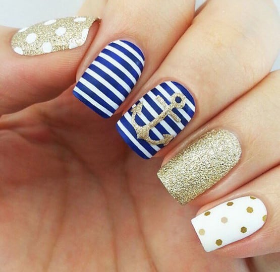 polka dots nautical nail designs