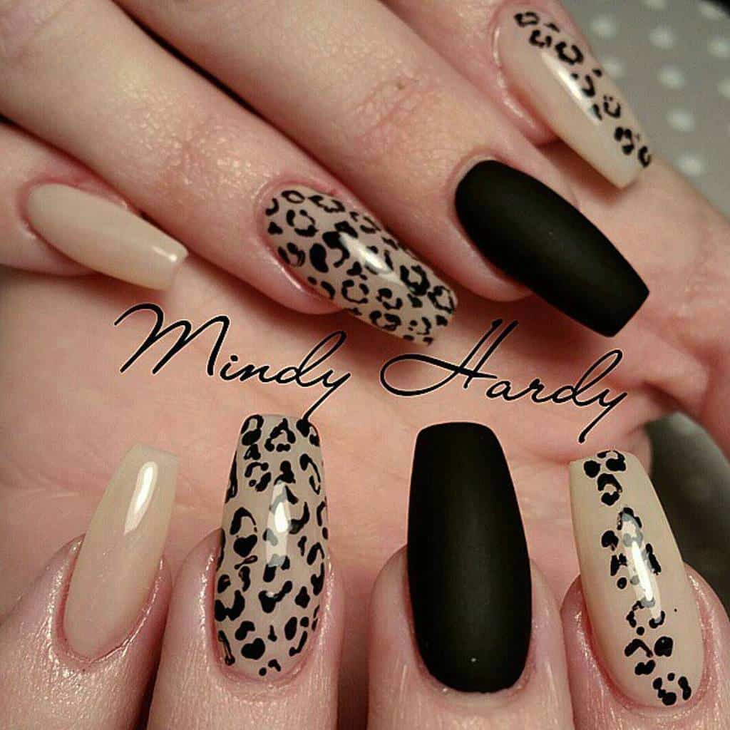 Animal Printed Matte coffin Nails