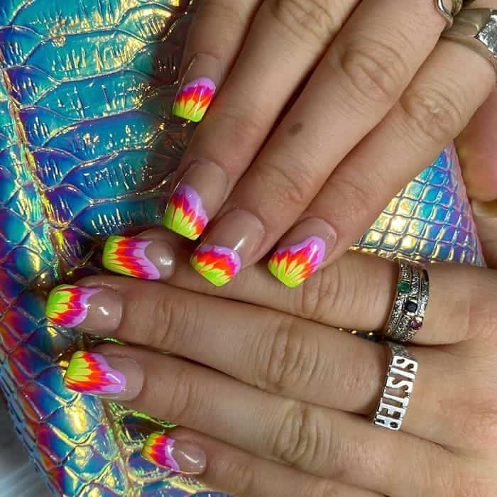 clear nails with colored tips
