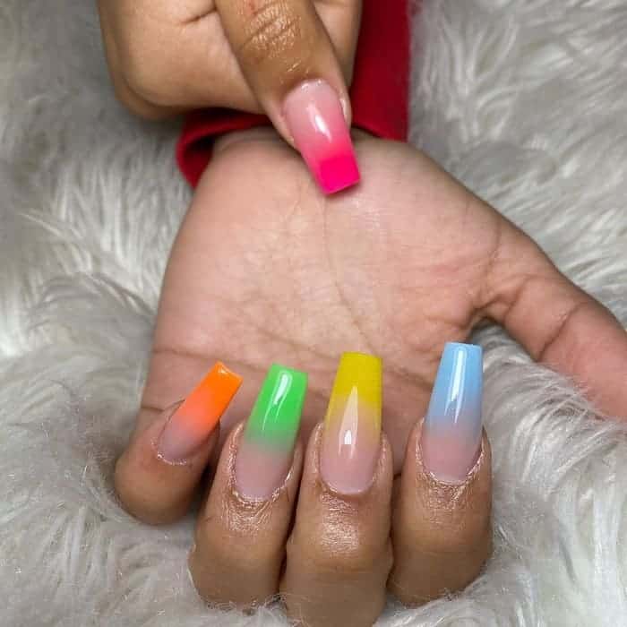 colored tips ombre nails 