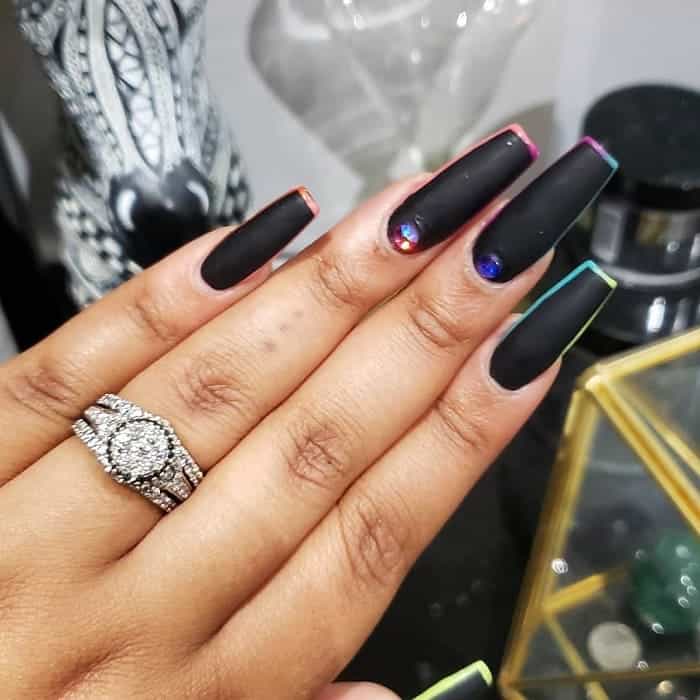 long matte black coffin nails