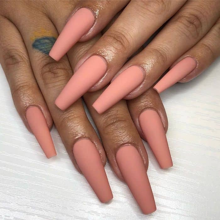 matte nude coffin nails