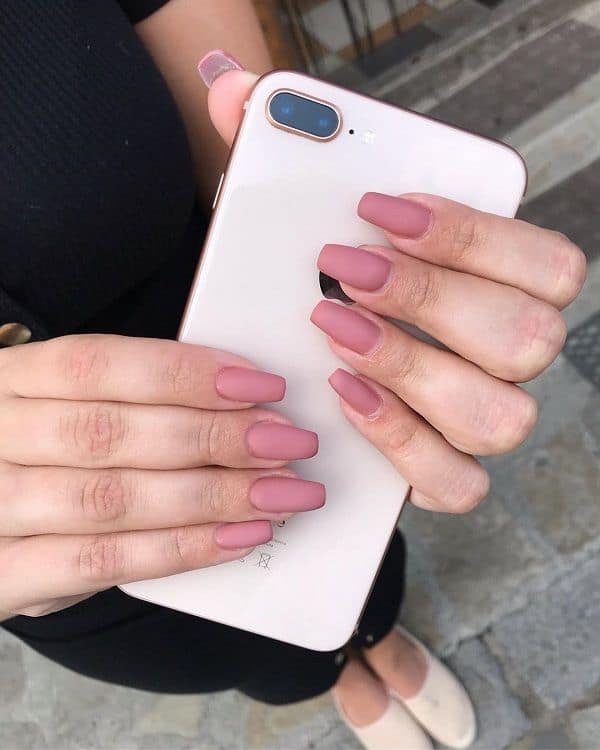 Matte Nude Pink Nails