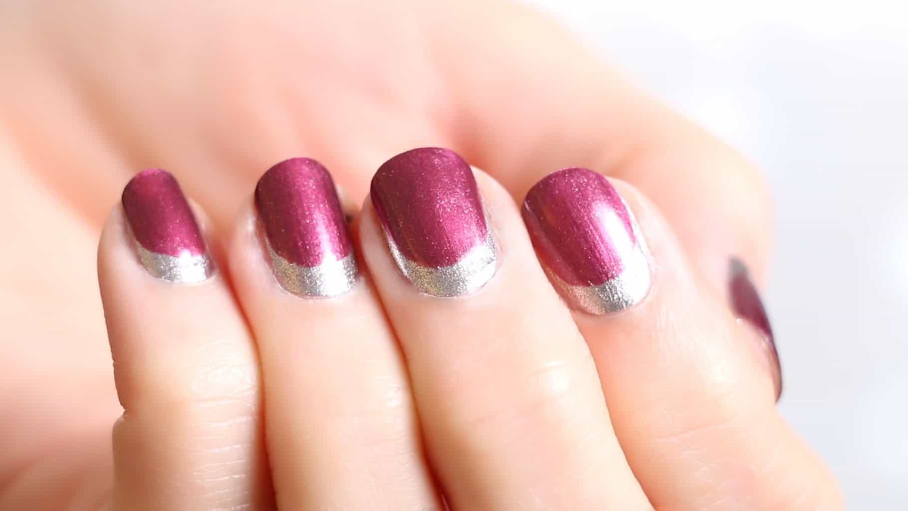 burgundy french reverse manicure