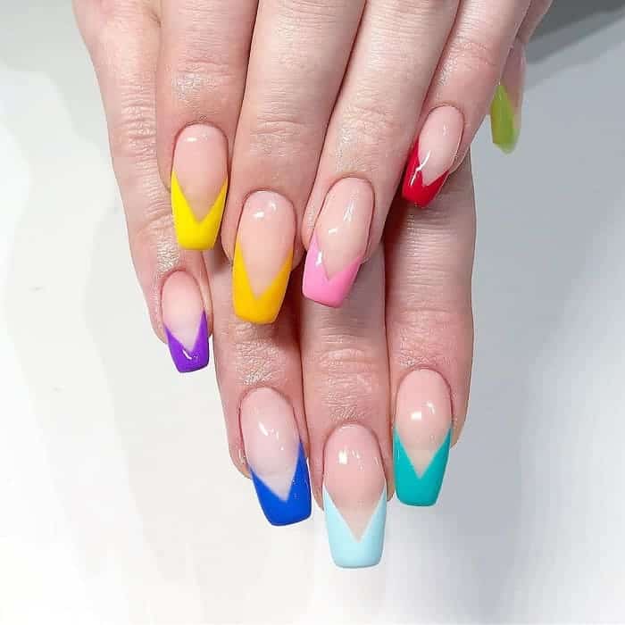 rainbow colored nail tips