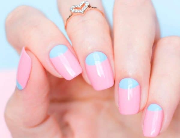 Pastel color Reverse French Manicure