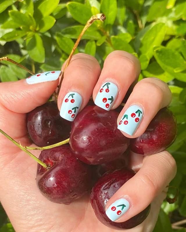 fruit nails with acrylic design