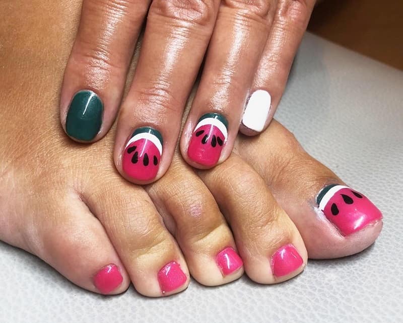 fruit toe nail design
