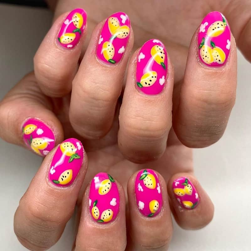 fruit nails design with lemon