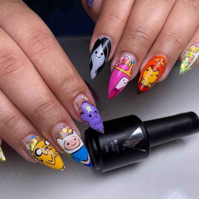 32+ Cutesy Cartoon Nail Art For Reminiscing Childhood