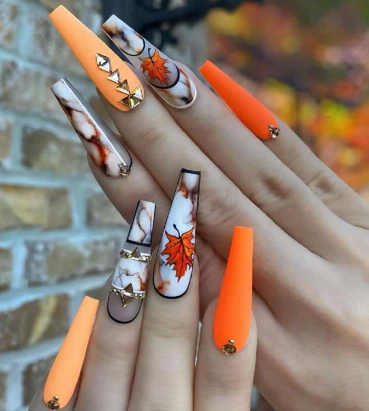 matte coffin fall nails