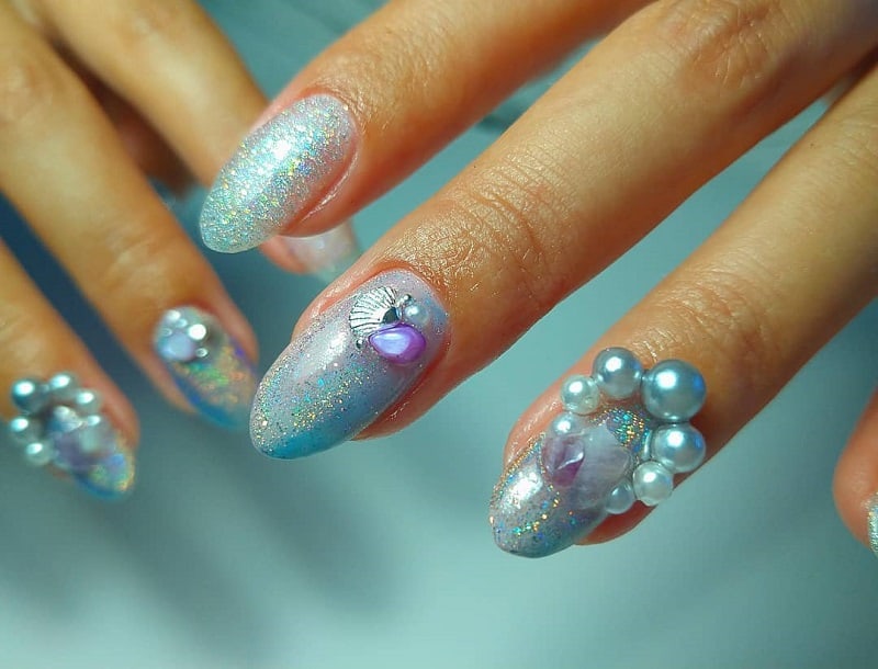 mermaid gel nail design