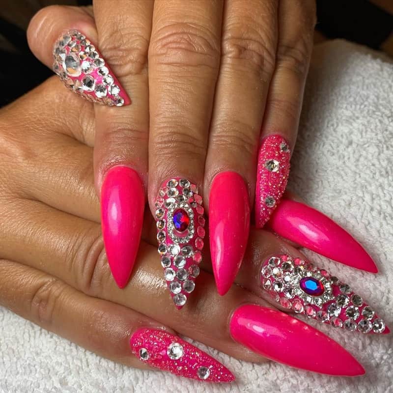 Red Nail Designs With Diamonds