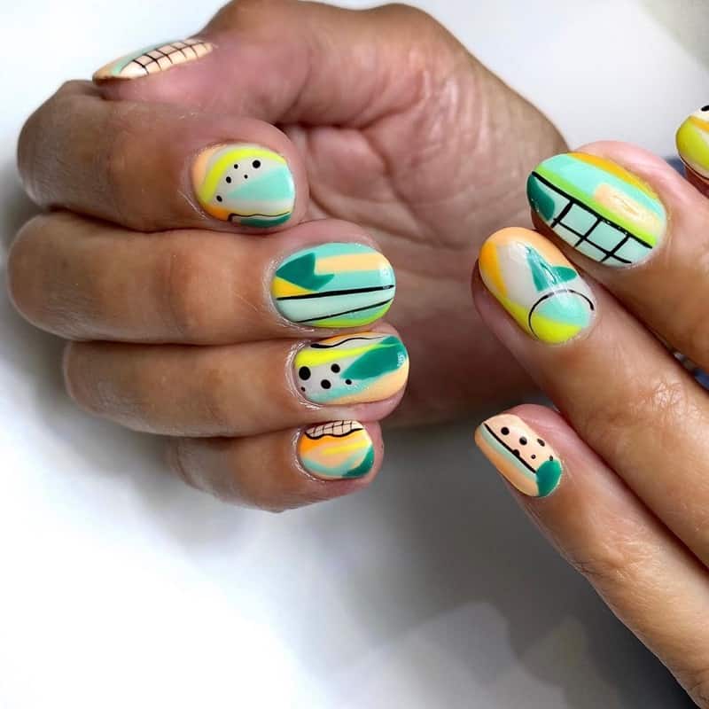 abstract gel nail art