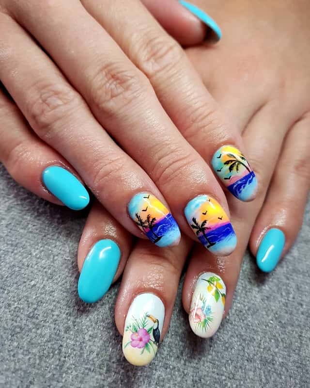 beach sunset nail design