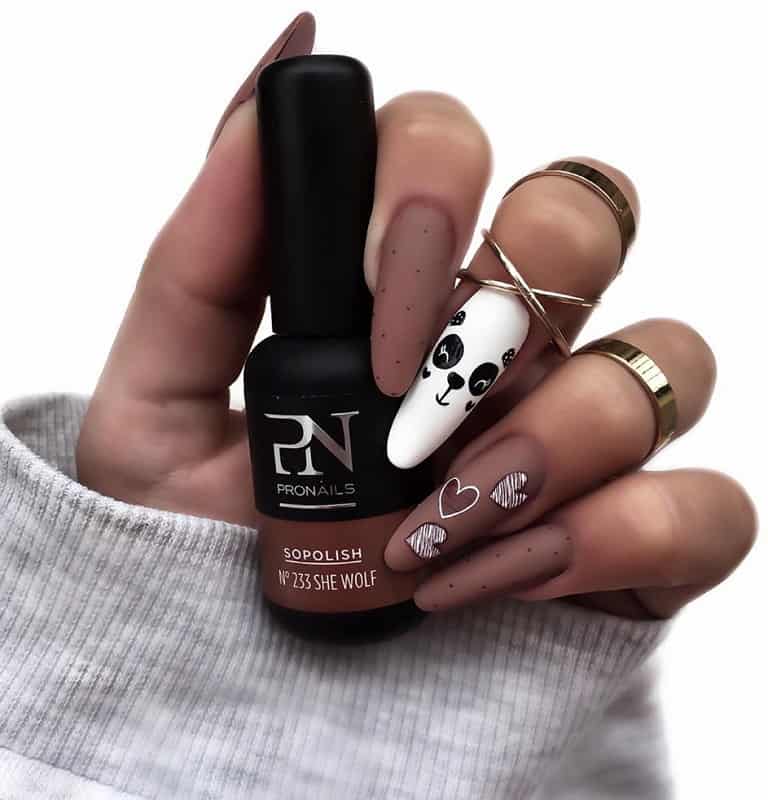 brown acrylic nail design