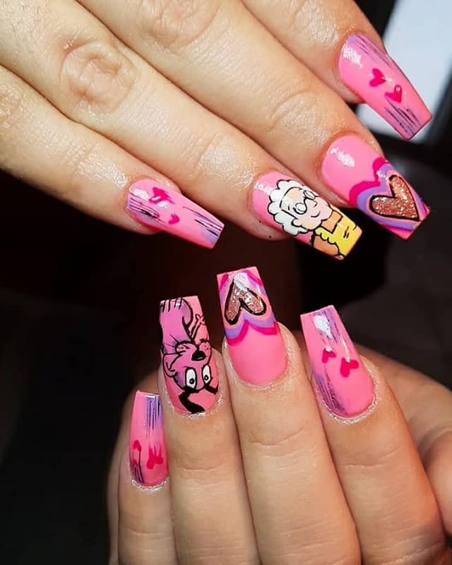 32+ Cutesy Cartoon Nail Art For Reminiscing Childhood