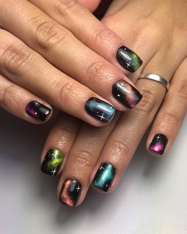 galaxy glitter nail