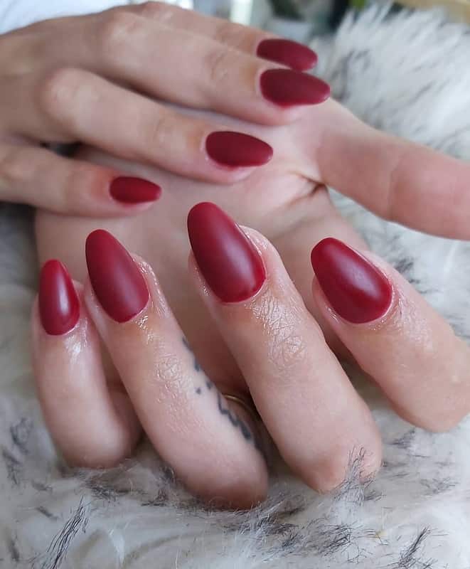 matte maroon red nails