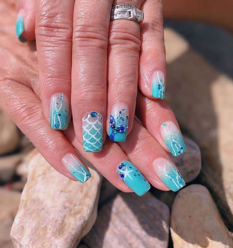 mermaid blue nails