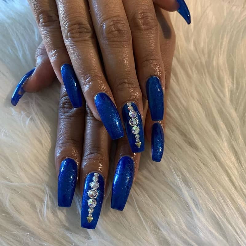 royal blue nails designs with diamonds