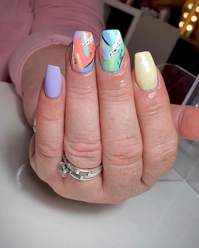 abstract spring nail art