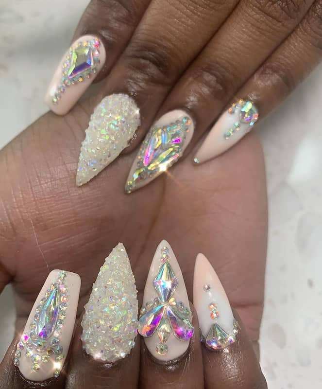 gel nail designs with diamonds