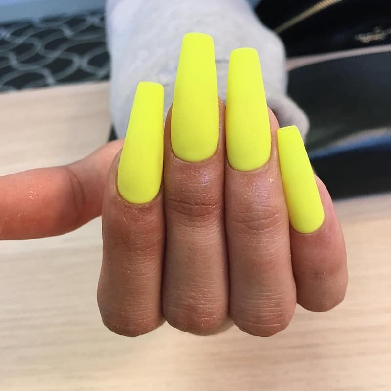 matte coffin neon nails