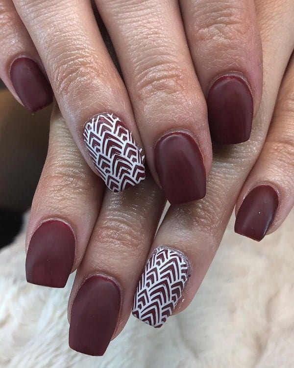 matte maroon acrylic nails