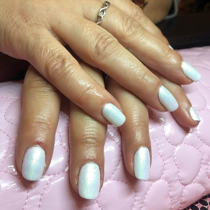 white mermaid glitter nails