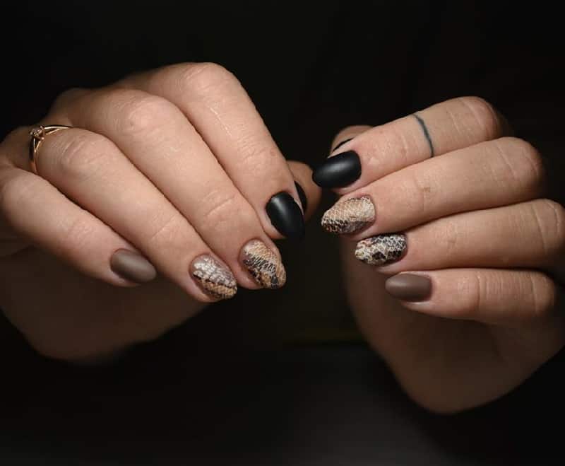 black and brown nail design