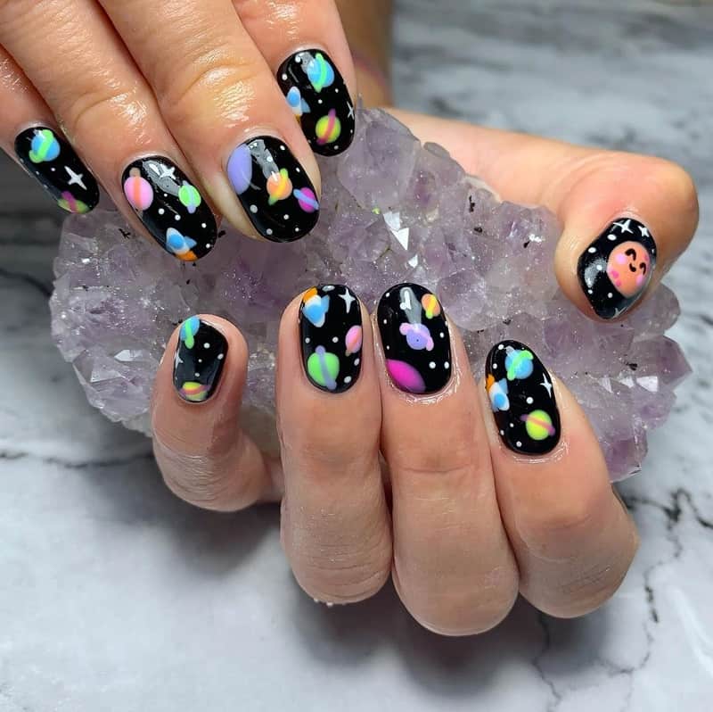 black galaxy nails