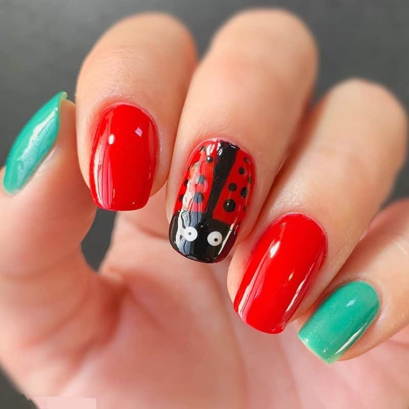 colorful animal print nail design