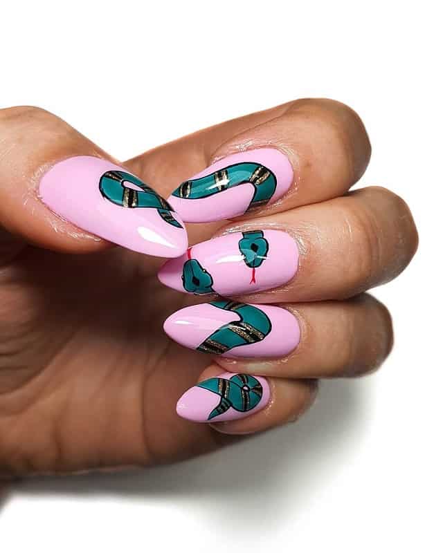 pink animal print nail designs