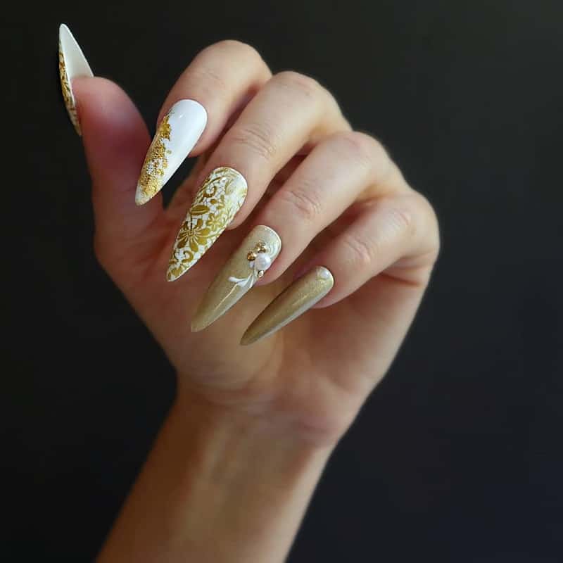 gold lace nail jewelry