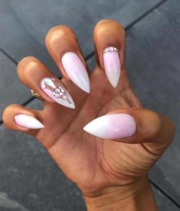 ombre nail designs with rhinestones