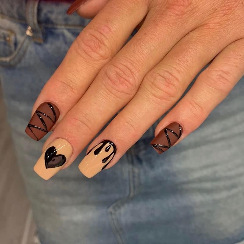 chocolate brown nail designs