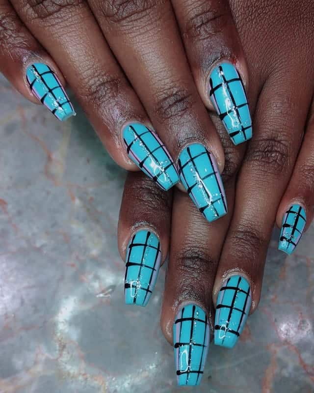 acrylic nail design with line