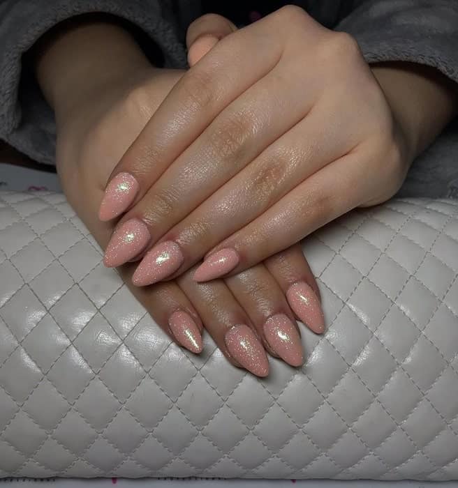 Lovely Almond Shaped Peach Nails