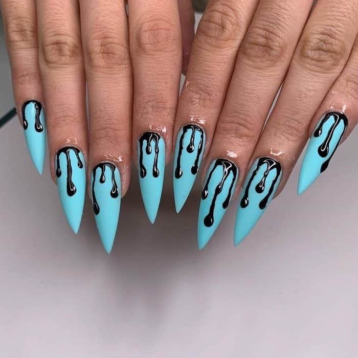 black and blue nail design