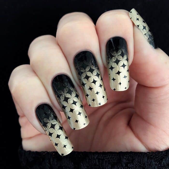 Black to Gold Ombre Nails