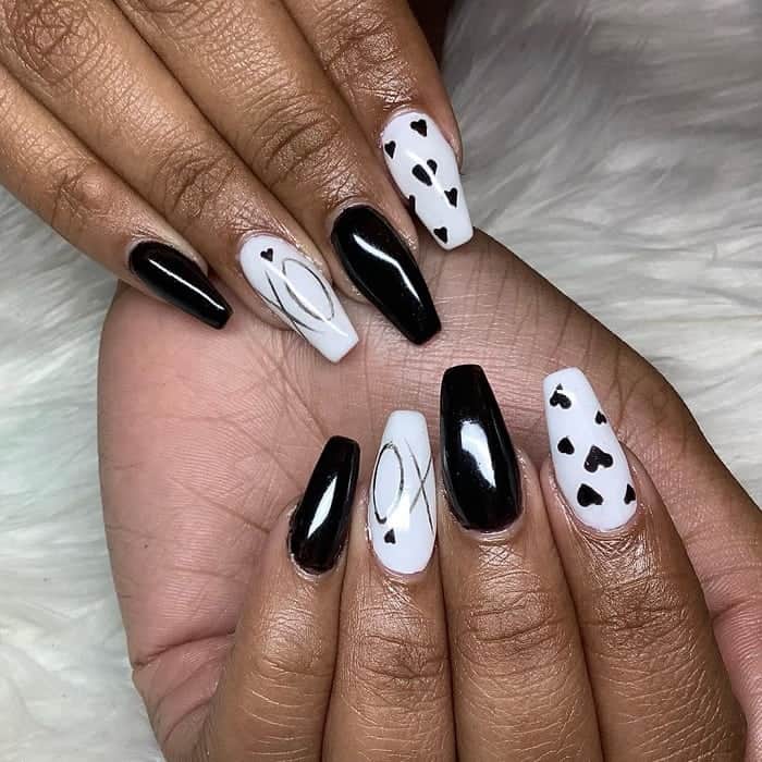 Nails Black And White Dark