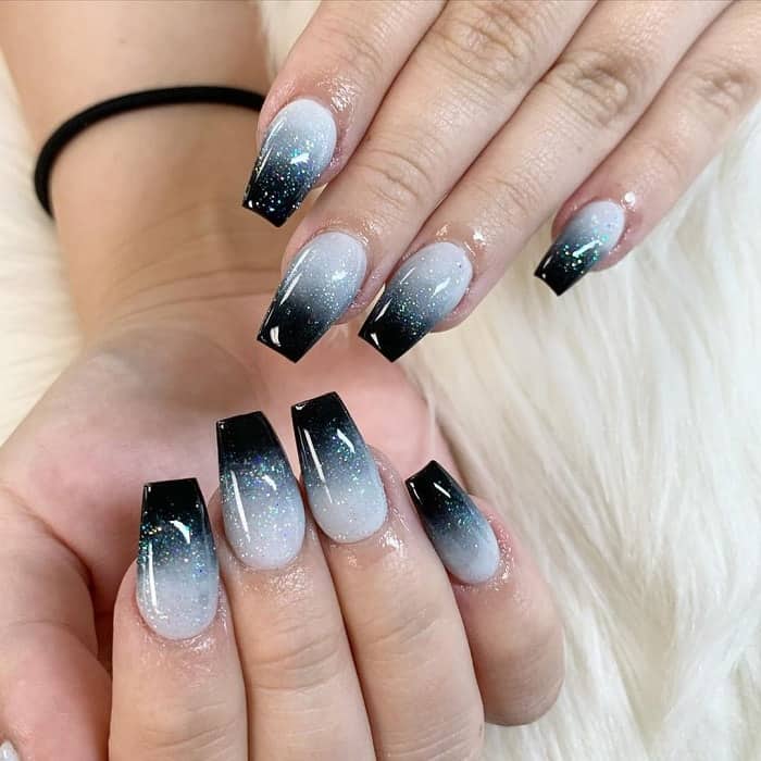 black and white ombre nails 