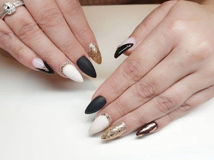 Black White And Gold Nails