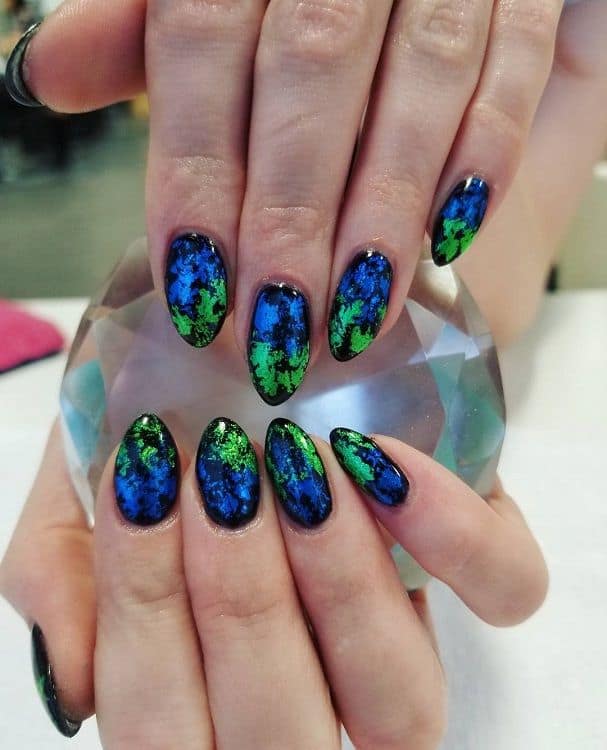 Blue And Green Nail Art 