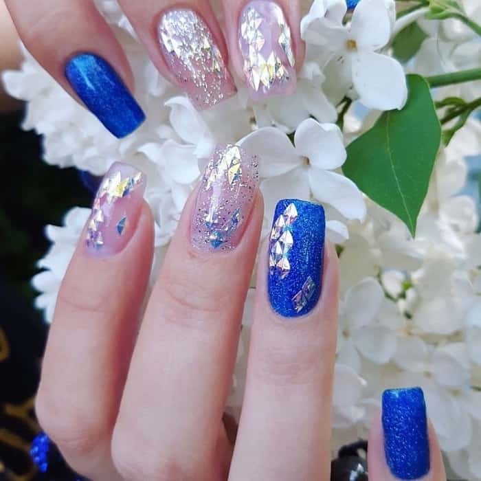 blue prom nails