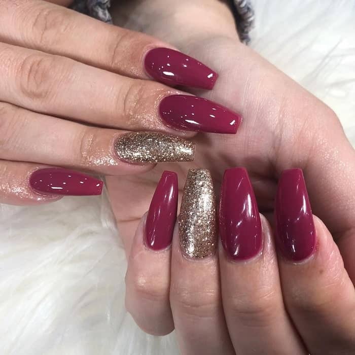 burgundy red nails