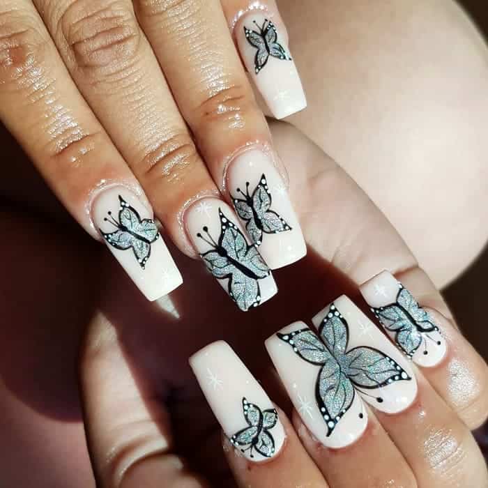 butterfly acrylic nails